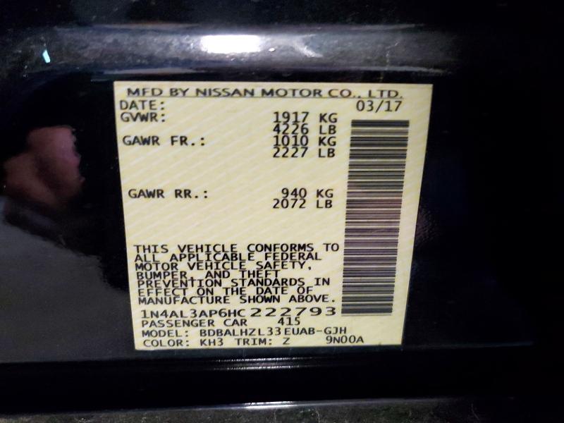 Продаж на аукціоні авто 2017 Nissan Altima, vin: 1N4AL3AP6HC222793, номер лоту: 51018156