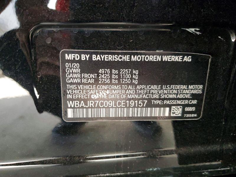 Продаж на аукціоні авто 2020 Bmw 530, vin: WBAJR7C09LCE19157, номер лоту: 50096436