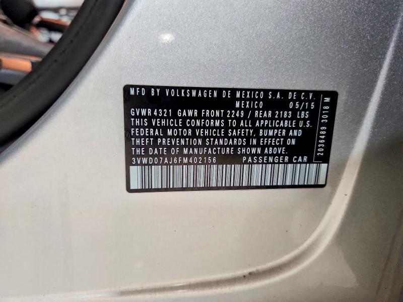 Aukcja sprzedaży 2015 Volkswagen Jetta, vin: 3VWD07AJ6FM402156, numer aukcji: 49476846