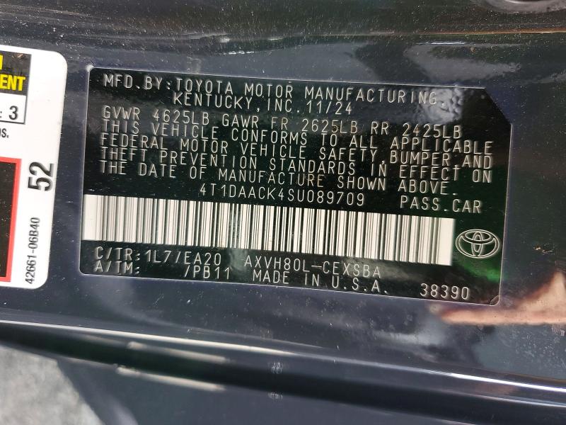 Aukcja sprzedaży 2025 Toyota Camry, vin: 4T1DAACK4SU089709, numer aukcji: 48527906
