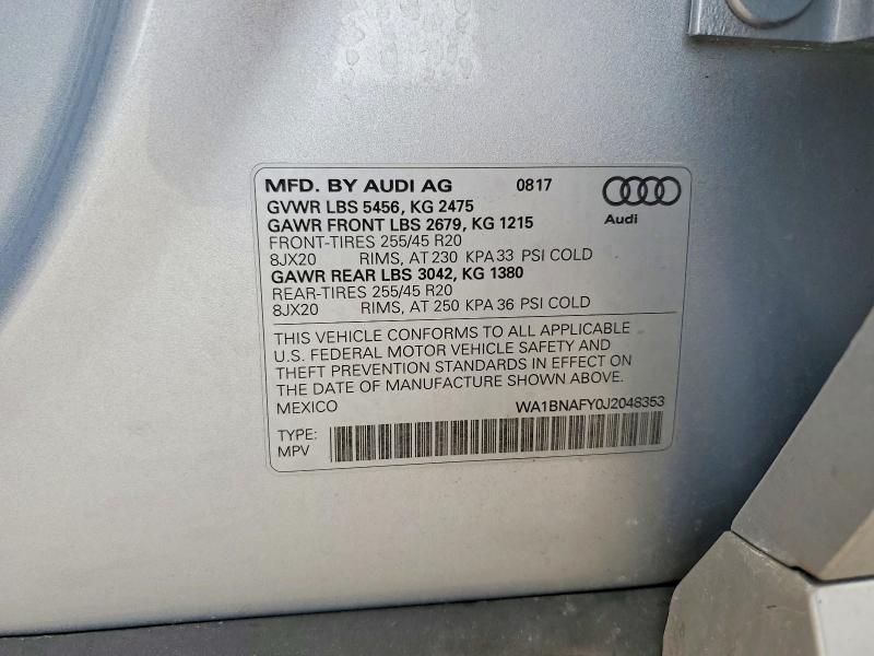 Продаж на аукціоні авто 2018 Audi Q5, vin: WA1BNAFY0J2048353, номер лоту: 49781046