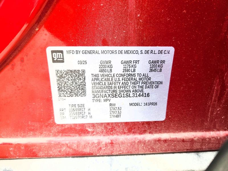 2025 Chevrolet Equinox მანქანა იყიდება აუქციონზე, vin: 3GNAXSEG1SL314416, აუქციონის ნომერი: 51503546