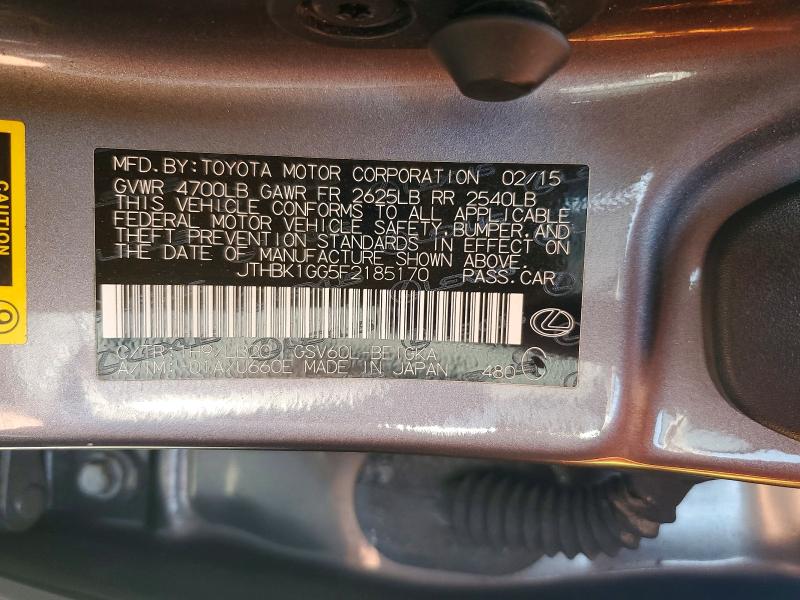 50479666 :رقم المزاد ، JTHBK1GG5F2185170 vin ، 2015 Lexus Es مزاد بيع