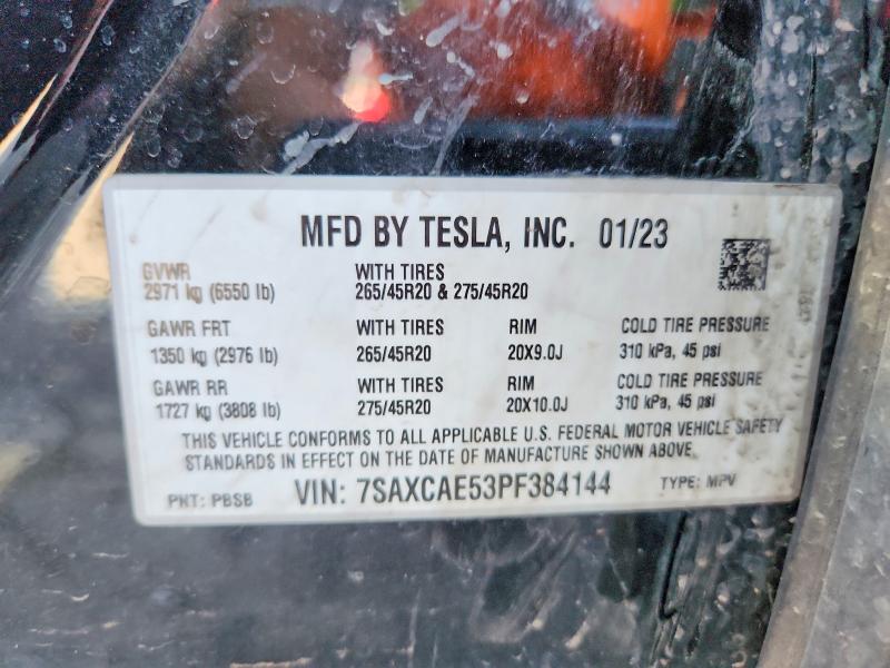 Auction sale of the 2023 Tesla Model X, vin: 7SAXCAE53PF384144, lot number: 49375146