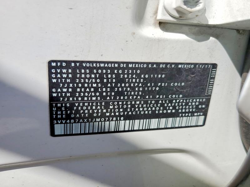 Продаж на аукціоні авто 2018 Volkswagen Tiguan, vin: 3VV4B7AX1JM077816, номер лоту: 50618556