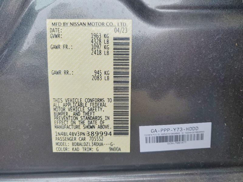 Продаж на аукціоні авто 2023 Nissan Altima, vin: 1N4BL4BV3PN389994, номер лоту: 51133026