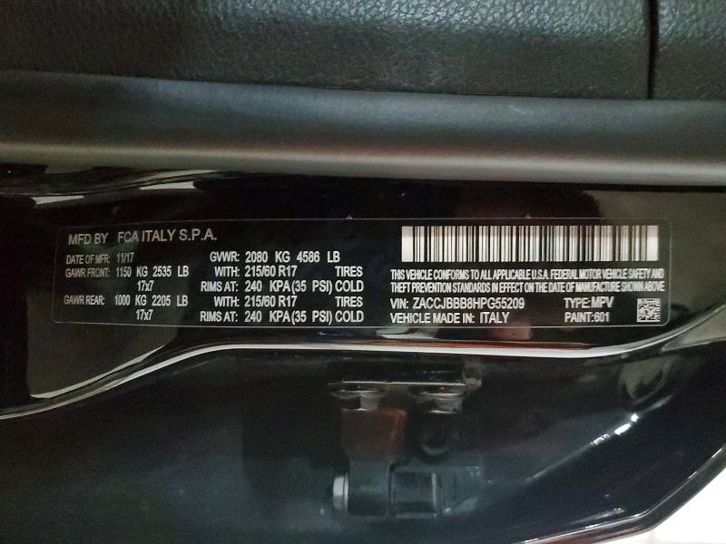 Aukcja sprzedaży 2017 Jeep Renegade, vin: ZACCJBBB8HPG55209, numer aukcji: 48262976