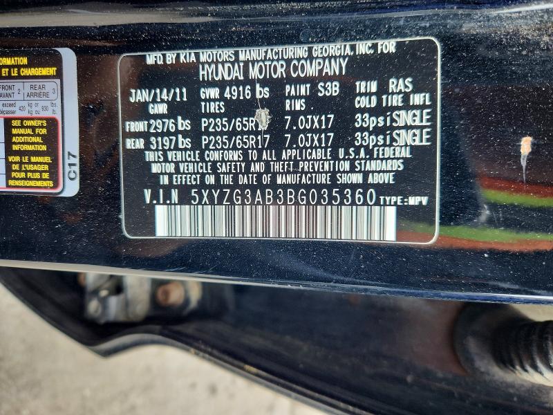 Продаж на аукціоні авто 2011 Hyundai Santa Fe, vin: 5XYZG3AB3BG035360, номер лоту: 51417226