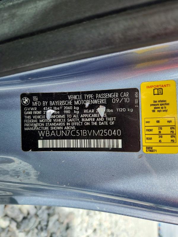 Продажа на аукционе авто 2011 Bmw 135, vin: WBAUN7C51BVM25040, номер лота: 49371656