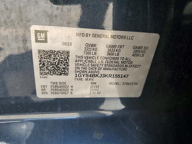 Продаж на аукціоні авто 2019 Cadillac Escalade, vin: 1GYS4BKJ3KR155147, номер лоту: 50640146