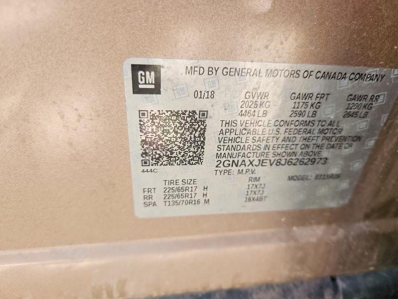 Aukcja sprzedaży 2018 Chevrolet Equinox, vin: 2GNAXJEV8J6262973, numer aukcji: 51123856