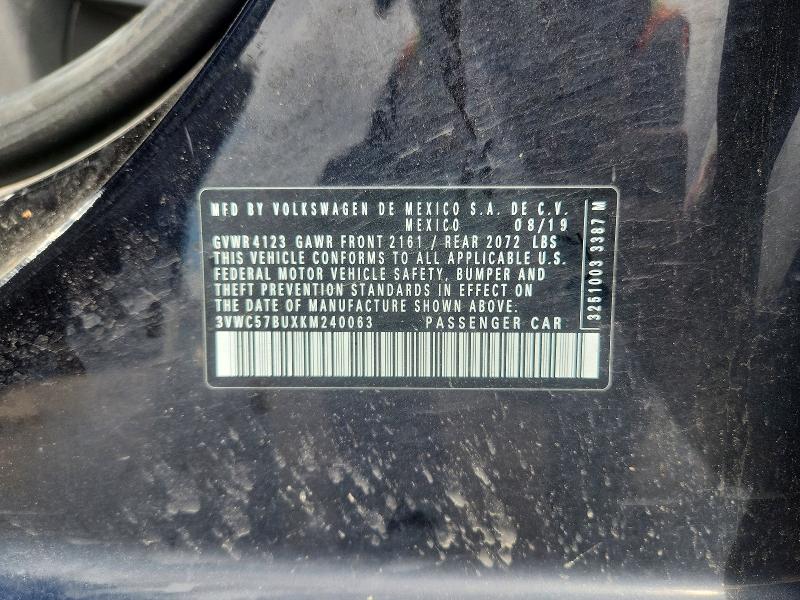 Продажа на аукционе авто 2019 Volkswagen Jetta, vin: 3VWC57BUXKM240063, номер лота: 51700096