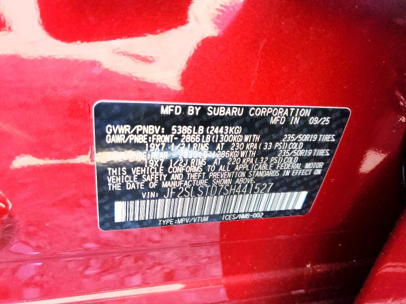 50571656 :رقم المزاد ، JF2SLSTD7SH441527 vin ، 2025 Subaru Forester مزاد بيع