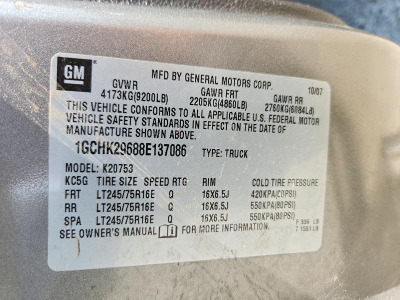 51811166 :رقم المزاد ، 1GCHK29688E137086 vin ، 2008 Chevrolet Silverado مزاد بيع