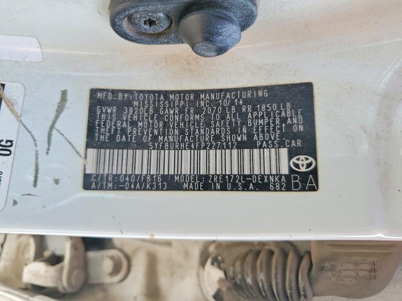 Продаж на аукціоні авто 2015 Toyota Corolla, vin: 5YFBURHE4FP227112, номер лоту: 51434896