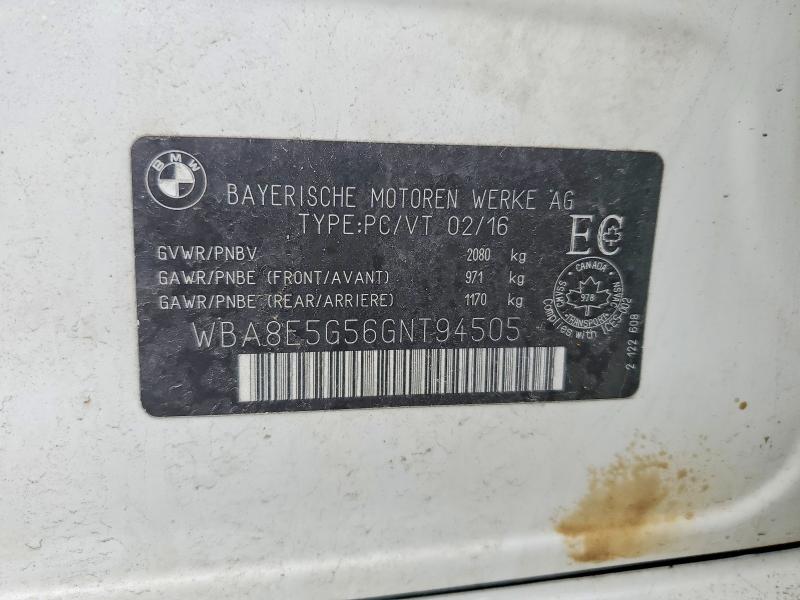 51292466 :رقم المزاد ، WBA8E5G56GNT94505 vin ، 2016 Bmw 320 مزاد بيع