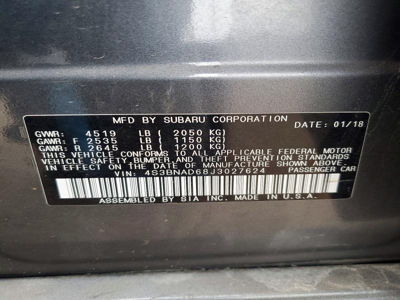 Aukcja sprzedaży 2018 Subaru Legacy, vin: 4S3BNAD68J3027624, numer aukcji: 49724036