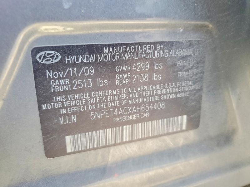 Продажа на аукционе авто 2010 Hyundai Sonata, vin: 5NPET4ACXAH654408, номер лота: 50601126