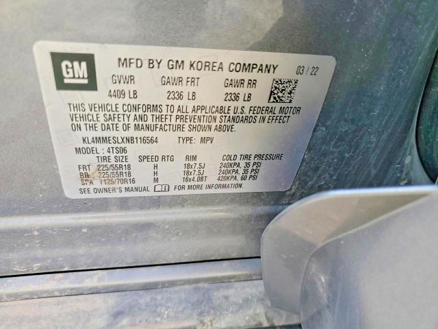 76821025 :رقم المزاد ، KL4MMESLXNB116564 vin ، 2022 Buick Encore Gx مزاد بيع