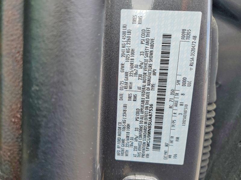 Продаж на аукціоні авто 2025 Ford Escape, vin: 1FMCU9MN8SUA87536, номер лоту: 50631036