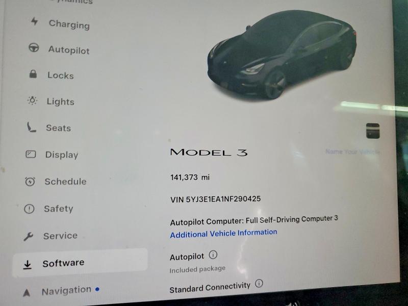 48190166 :رقم المزاد ، 5YJ3E1EA1NF290425 vin ، 2022 Tesla Model 3 مزاد بيع