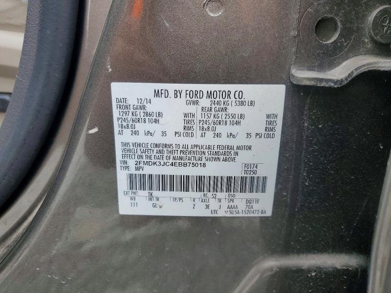 Продажа на аукционе авто 2014 Ford Edge, vin: 2FMDK3JC4EBB75018, номер лота: 50609666