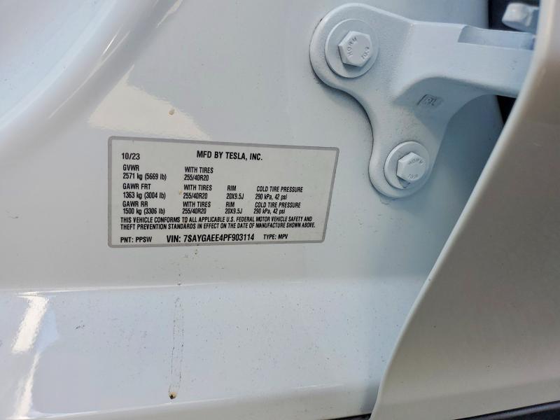 2023 Tesla Model Y მანქანა იყიდება აუქციონზე, vin: 7SAYGAEE4PF903114, აუქციონის ნომერი: 48194836