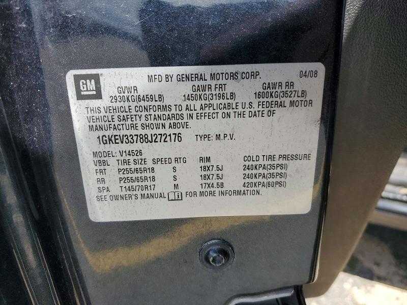 2008 Gmc Acadia მანქანა იყიდება აუქციონზე, vin: 1GKEV33788J272176, აუქციონის ნომერი: 51302176