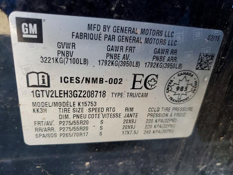 47373806 :رقم المزاد ، 1GTV2LEH3GZ208718 vin ، 2016 Gmc Sierra مزاد بيع