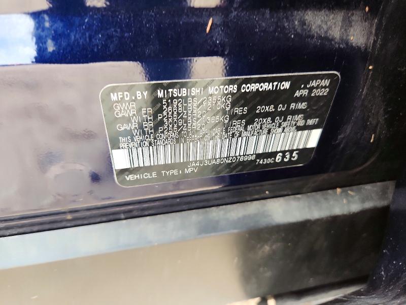 Продаж на аукціоні авто 2022 Mitsubishi Outlander, vin: JA4J3UA80NZ076998, номер лоту: 50652866