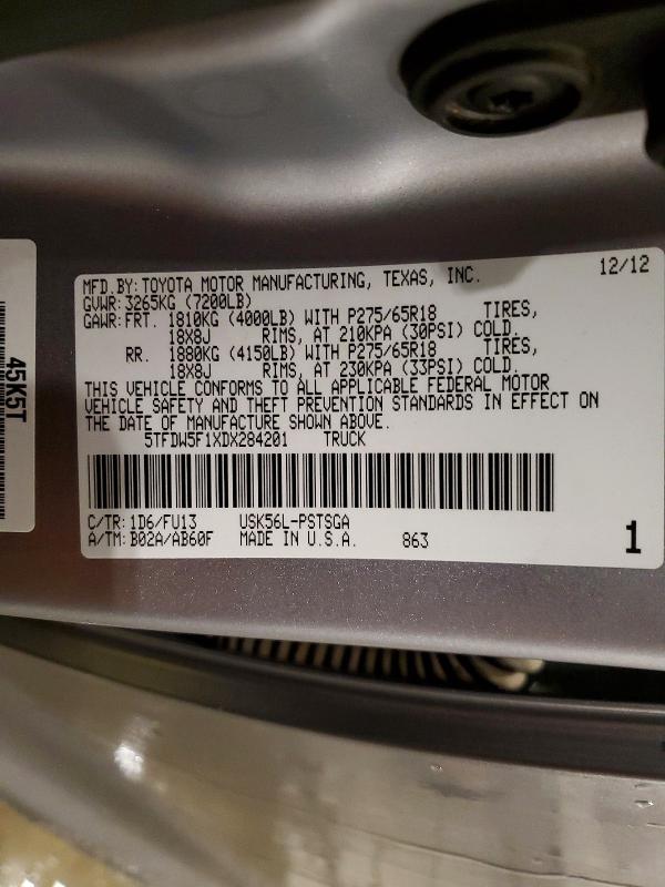Продаж на аукціоні авто 2013 Toyota Tundra, vin: 5TFDW5F1XDX284201, номер лоту: 48344186