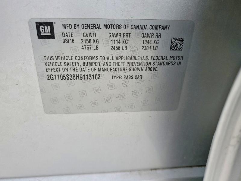 Aukcja sprzedaży 2017 Chevrolet Impala, vin: 2G1105S38H9113102, numer aukcji: 49894096