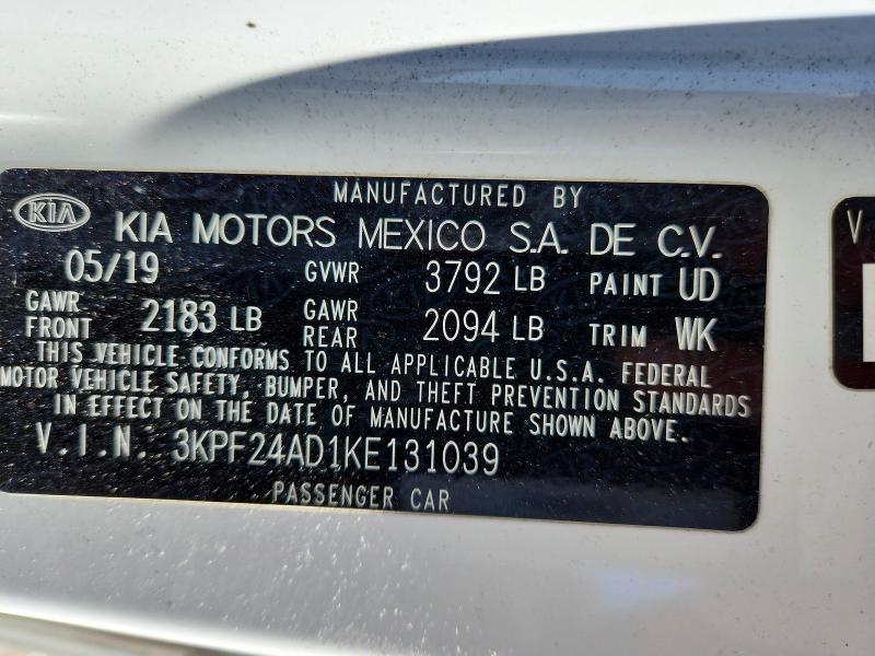 Aukcja sprzedaży 2019 Kia Forte, vin: 3KPF24AD1KE131039, numer aukcji: 48192906