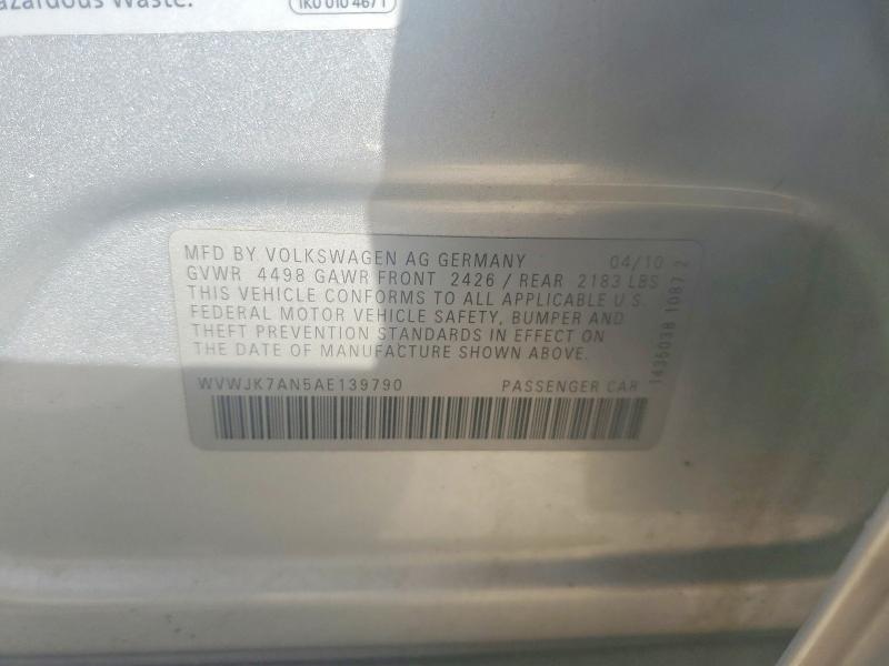 Aukcja sprzedaży 2010 Volkswagen Passat, vin: WVWJK7AN5AE139790, numer aukcji: 49860536