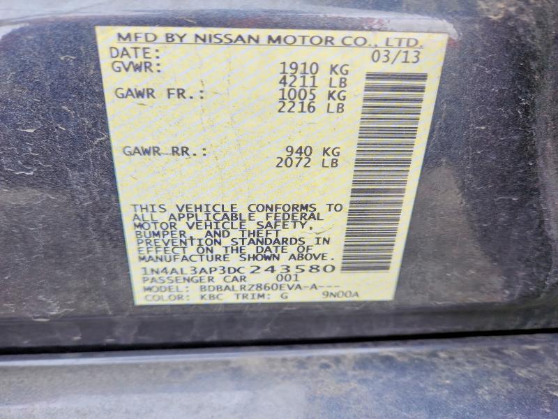 Продажа на аукционе авто 2013 Nissan Altima, vin: 1N4AL3AP3DC243580, номер лота: 50643586