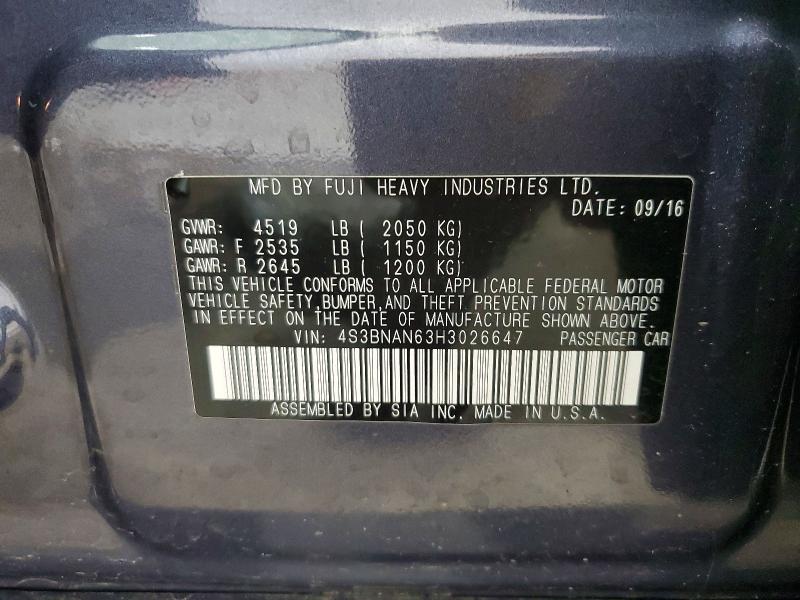 Aukcja sprzedaży 2017 Subaru Legacy, vin: 4S3BNAN63H3026647, numer aukcji: 51621726