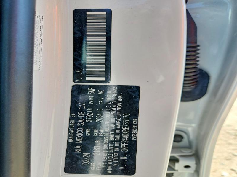 2024 Kia Forte მანქანა იყიდება აუქციონზე, vin: 3KPF24ADXRE765170, აუქციონის ნომერი: 50706696