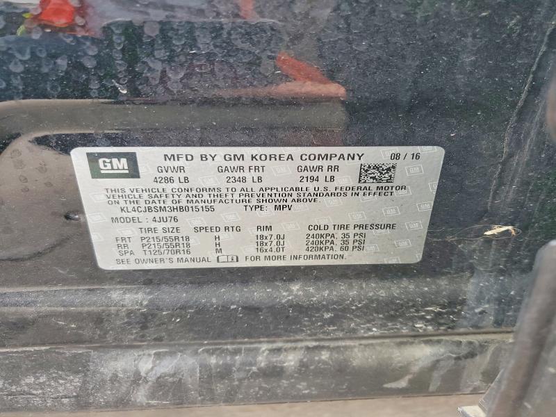 Aukcja sprzedaży 2017 Buick Encore, vin: KL4CJBSM3HB015155, numer aukcji: 50996956