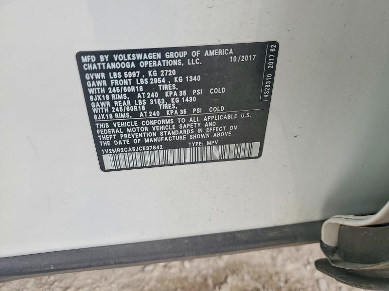 Продажа на аукционе авто 2018 Volkswagen Atlas, vin: 1V2MR2CA5JC537842, номер лота: 51126006
