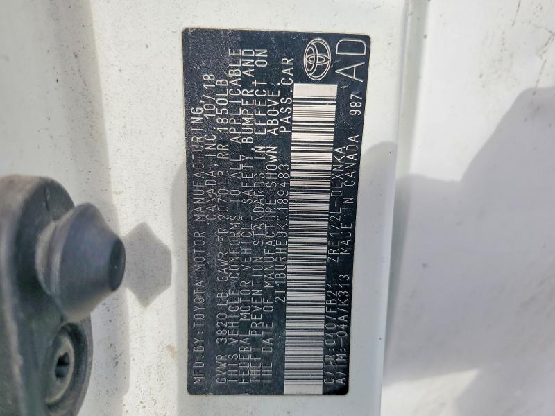 Продажа на аукционе авто 2019 Toyota Corolla, vin: 2T1BURHE9KC189483, номер лота: 51162966