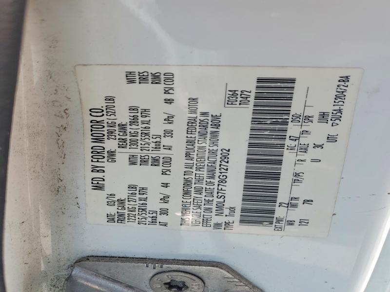 2016 Ford Transit Connect მანქანა იყიდება აუქციონზე, vin: NM0LS7F78G1272902, აუქციონის ნომერი: 49500816