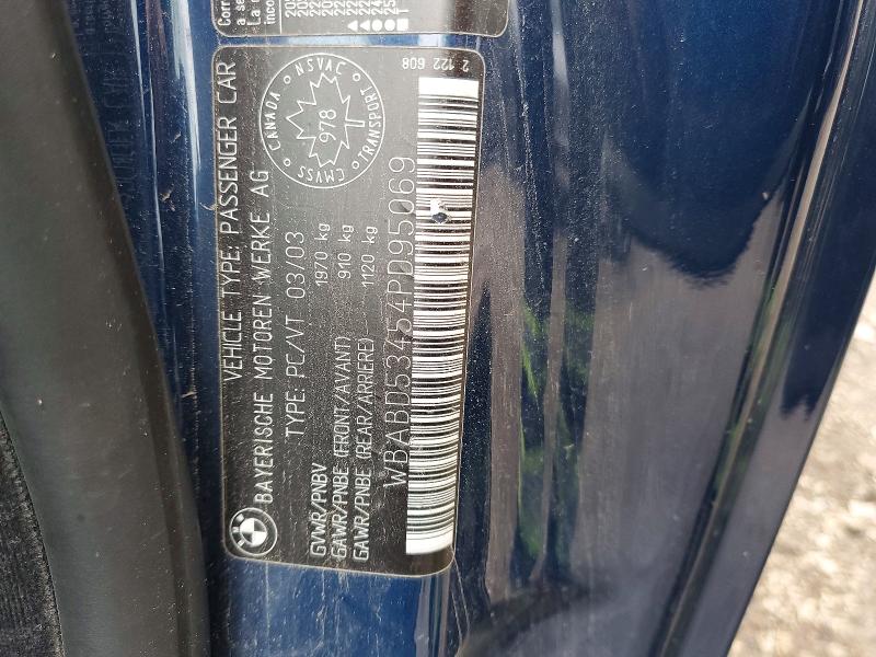 2004 Bmw 330 მანქანა იყიდება აუქციონზე, vin: WBABD53454PD95069, აუქციონის ნომერი: 46311406