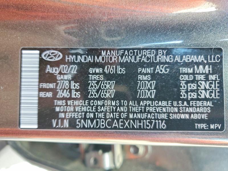 2022 Hyundai Tucson მანქანა იყიდება აუქციონზე, vin: 5NMJBCAEXNH157116, აუქციონის ნომერი: 48638366