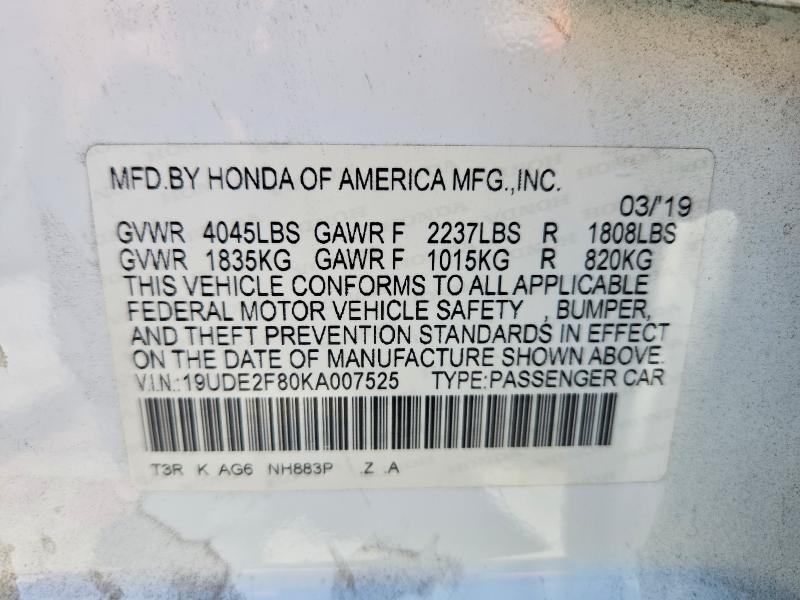 Aukcja sprzedaży 2019 Acura Ilx, vin: 19UDE2F80KA007525, numer aukcji: 50957216
