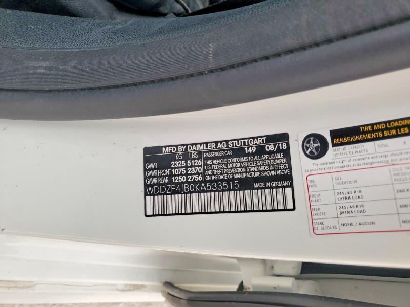 Продажа на аукционе авто 2019 Mercedes-benz E, vin: WDDZF4JB0KA533515, номер лота: 48305106