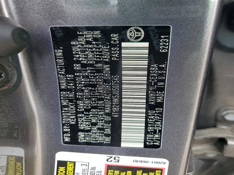 51894956 :رقم المزاد ، 4T1B21HK5JU507545 vin ، 2018 Toyota Camry Hybrid مزاد بيع