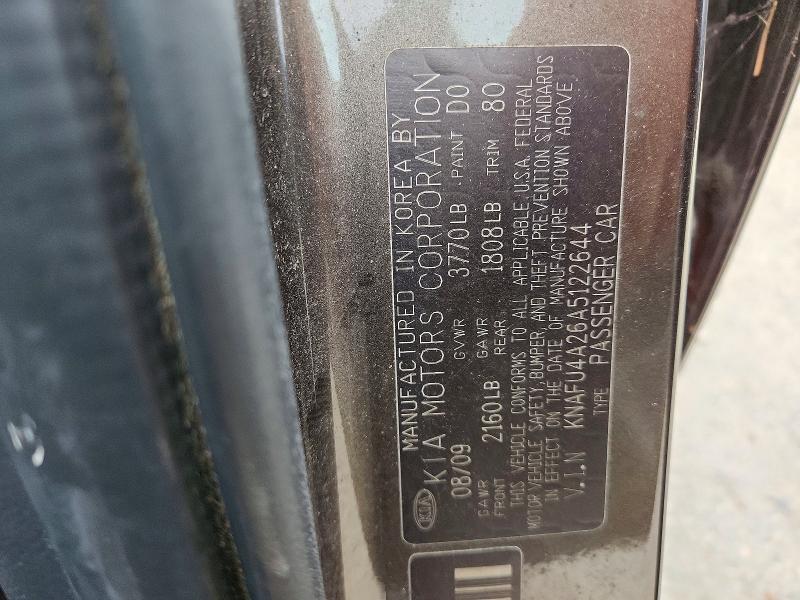 2010 Kia Forte მანქანა იყიდება აუქციონზე, vin: KNAFU4A26A5122644, აუქციონის ნომერი: 51819026