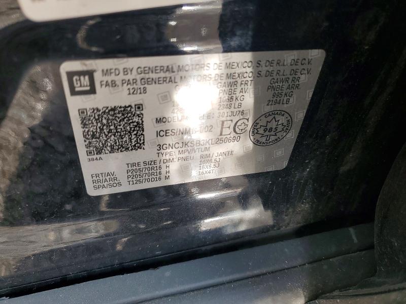 Продажа на аукционе авто 2019 Chevrolet Trax, vin: 3GNCJKSB3KL250690, номер лота: 48336556