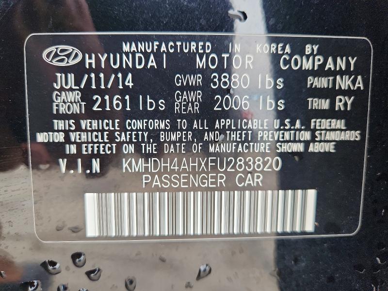 Aukcja sprzedaży 2015 Hyundai Elantra, vin: KMHDH4AHXFU283820, numer aukcji: 47511566