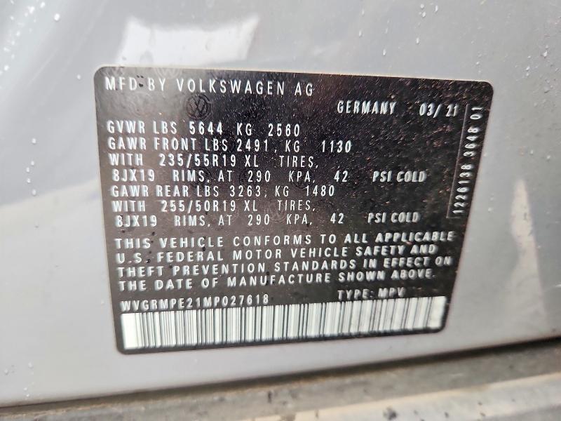 Aukcja sprzedaży 2021 Volkswagen Id.4, vin: WVGRMPE21MP027618, numer aukcji: 51655556